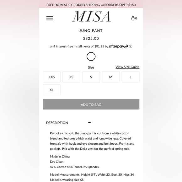 ⚡️NWT⚡️Misa Cream Juno Pants - Picture 9 of 16